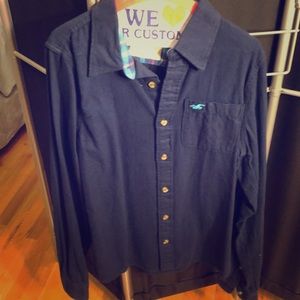 Hollister navy blue button down large